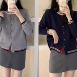 KANING British Collar Knitted Cardigan Women 2026 Autumn New Loose Thin Blouse Sweater Outside