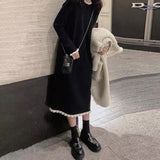 French Black Pendant Knitted Dress Women 2026 New Autumn And Winter Coat Inside The Bottom Dress High-End