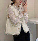 KANING Small Fragrant Wind Imitation Water Velvet Knitted Vest Women 2026 Autumn And Winter New Age-Reduction Temperament External Vest Women