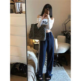Fashiony Hottie Wind Shoulder Long-Sleeved T-Shirt Women's Spring Letter Printing Slimming On The Clothes
