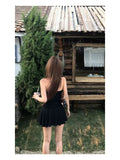 Pure Lusty Sex In Low-Chest Lace Black Hanging Neck Dress Female Hottie Temperament Waist Dress Woman