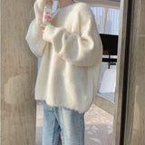 Solid Color Soft Languid Breeze Cover Head Sweater Autumn And Winter New Loose Round Collar Thick Knitted Shirt Wear