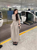 Small Design Cross-Tieed Short-Sleeved Dress Summer Femininity High-End Feeling Waist Thin A Word Long Skirt