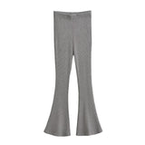 New Babes Knitted Horns Slim Trousers High-Rise Elastic Trousers Women