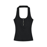 Pure Hot Girl Shell Buckle Neck Vest Button Repair Vest Vest Blouse Summer Women's Clothing