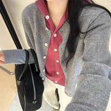 KANING Hooded Hooded And Fake Two Knitted Cardigans Design Long-Sleeved Autumn Coat Sweater Woman