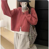 Kaning Hooded Double Zipper Sweater Coat Women Autumn And Winter Lazy Wind Niche Design Short Knitted Open Shirt Woman