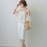 Multiplication New Bubble Sleeve Shirt Chiffon + Vest Two Sets Of Wear Age Reduction And Shoulder Two Sets
