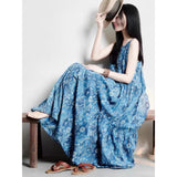 Super Nice And Beautiful Broken Flowers V Collar Dress Dress New Fresh Holiday Wind Sling Dress Summer