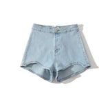 Irregular High-Waisted Denim Shorts Babes Long Leg Tight-Puffed-Girls Hot-Pants Women's-Sighting-Sighting-Sighting Women's-Puffed Slacks Summer