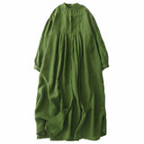 On The Same Day, The Green Long-Sleeved Dress Woman's New Literary Temperament In The Early Autumn Is Loose Robes.