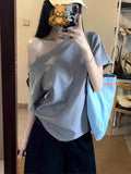 Design A Small Collar With Short-Sleeved T-Shirts For Women's Summer Korean Version Of The Loose Thin Lazy Half-Sleeved Blouse