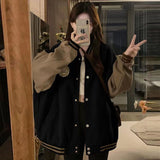 Lazy Style Baseball Uniform Women's Spring And Autumn Winter Warm Retro Leisure Sweater Women's Clothing Tide