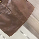 2025 Autumn And Winter New High-Waist Leather Skirt Half Dress Women's A Skirt Retro PU Leather Skirt Curry Color Bag Hip Small Leather Skirt