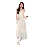 Gentle Wind Small A Word Long Dress Summer 2025 New French Fairy Little White Dress Hanging Dress