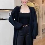 Korean Version Of Soft-Colonly Pure Color Knitted Cardigan Women 2026 Early Autumn New Loose Lazy Wind Long Sweater Coat