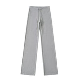 Summer New Yoga Elastic High-Waisted Loose-Rloose Straight Trousers Languid Languid Casual Drag Trousers
