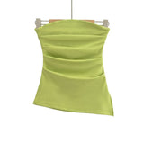 A Word-Collar Pure Desire To Slimen Shoulder Tective Blouse Folded Open Fork Solid Sexy Bottom Vest