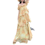 Heavy Industry 7-Meter Swing French Holiday Chopped Fresh Snowflake Short-Sleeved Sling Dress 2026 Summer Skirt
