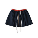 Autumn New Color Double Waist Rope 100 Folding Short Skirt Korean Age-Red Waist Draw Rope Anti-Walking A-Word Half Skirt
