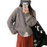 Kaning Hooded Double Zipper Sweater Coat Women Autumn And Winter Lazy Wind Niche Design Short Knitted Open Shirt Woman