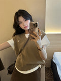 Green Tea Small Pony Embroidery Han Ling Wearing Chic Chic Folding Vest College Blouse