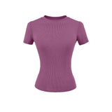 Summer Shoulder Ant Waist T-Shirt Thread Solid Color Foundation Repair Bottom Wide Edge Round Neck Bottom