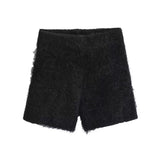 Korean Sweet Soft-Crysted Shorts Temperament High-Waist Straight Trousers Autumn Niche Design Fashion Three-Point Trousers Woman