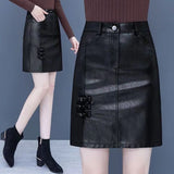 2025 Autumn And Winter High-Rise Straight Body Half Dress Female Version Of Fashion Large Size PU Leather Skirts Thin Dress