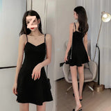 Black Sexy Pure Lust Wind Hanging Dress Women Summer New Small Man Showing Thin Hepburn Style A Short Skirt
