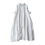 2026 Summer Fashion Loose Large Size Women's Cotton Collar Medium Long Simple Generous Meat Cover Thin Dress
