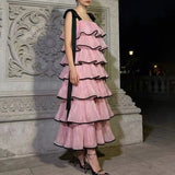 Fashion Thin Temperament Dress Thousands Of Gold Famous Wind Strapped Sling Heavy Industry Lotus Leaf Side Dress