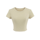 Basic Shoulder-Closing Short-Sleeved T-Shirt Women 2025 Summer Round Collar Solid Color T-Shirt Inside The Bottom Shirt Top