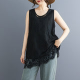 Real Shooting 2025 Japan-Korea Leisure Summer New Simple Long Lace Vest Women's Station Large-Size Top