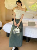 Ins Sexy Pure Want To Show Shoulders Collar Short-Sleeved T-Shirt Girl Summer Slimming Hottie Fashion Bottom Top Girl