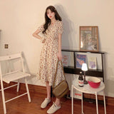Dress Women's Summer French Large-Size Broken Flower Season Fat Sister To Collect Waist Cover Stomach Thin And Long Super Fairy