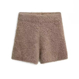 Korean Sweet Soft-Crysted Shorts Temperament High-Waist Straight Trousers Autumn Niche Design Fashion Three-Point Trousers Woman