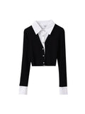 Pure Sweet Hottie Short Polo Collar Bottom Shirt Women In The Spring And Autumn To Set Up A Chic Niche Fake Two Inside The Coat