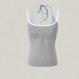 Sexy Babes Splicing Fake Two Sling Vest Women Summer New Slimming Short Umbilly Clad Blouse