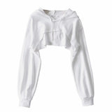 Black And White Hooded Long-Sleeved Jacket Short Autumn Women's New Design Sense Niche Hairy Irregular Tops