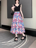 Summer New Art Design Ink Oil Painting Half-Body A Skirt In The Long Seven-Point Skirt