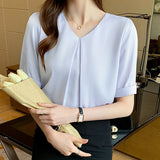 Real Shooting Chiffon Shirt Short-Sleeved Women 2026 New Summer Korean Version Of Loose Thin Thin Belly Collar Blouse Tide