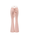 The Bow Naked Feeling Siloed Ass Micro-Slap Women 2025 Summer New High-Waist Broad Leg Pants Fashion Casual Trousers