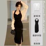 Large-Size Fat MM French Pure Desire Hanging Neck Dress Women Summer New Temperament Masked Lean Hottie Sling Skirt