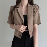 Korean Version Of The Solid Color Short-Sleeved Cotton T-Shirt Woman 2026 Spring And Summer New Leisure Temperament Short Suit Jacket