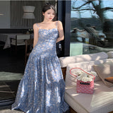 French Word Shoulder Sexy Bareback Bow Sling Skirt Girl Crumb Dress Seaside Beach Dress