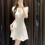 Chinese Style Improved Cheongsam Lace Buckle With The Flower Dress Girl Summer Solid Color Waist A Short Skirt
