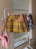 Pink Lattice Half Skirt 100 Folded Skirt Women Summer New High-Rise Thin College Wind Protection Jk Short Skirts Ins