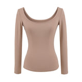 Hottie Long-Sleeved T-Shirt Girl Pure Lust Wind On The Shoulder Slim Top Inside The Bottom Blouse T-Shirt