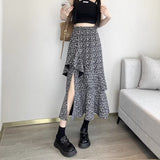 Stylish Street Breeze Flower Opening Skirt Dress Women Summer Design High Waist Hanging Feeling Irregular Long Skirt